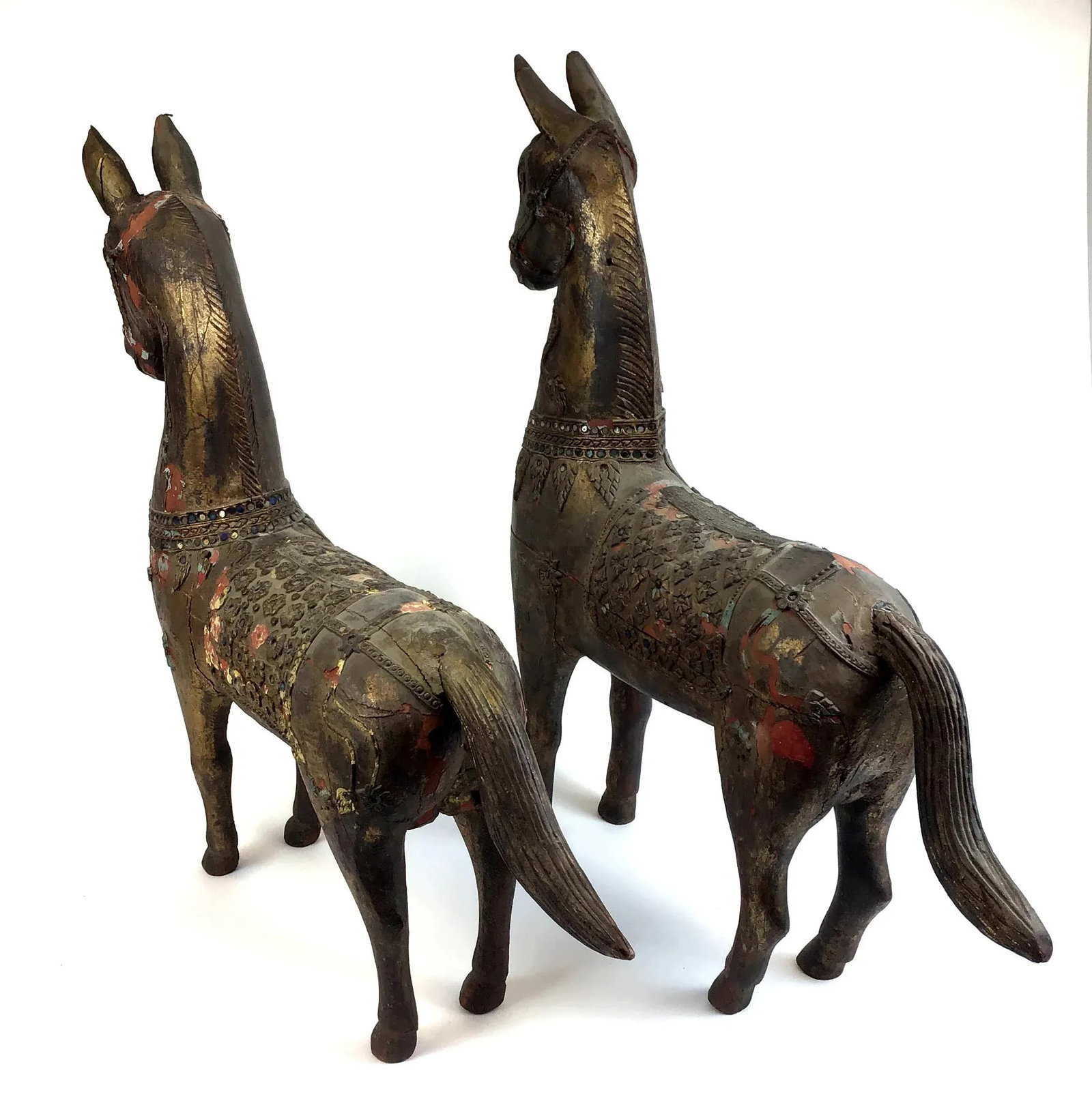 Museum Tibetan Wood Horses - a Pair - 6