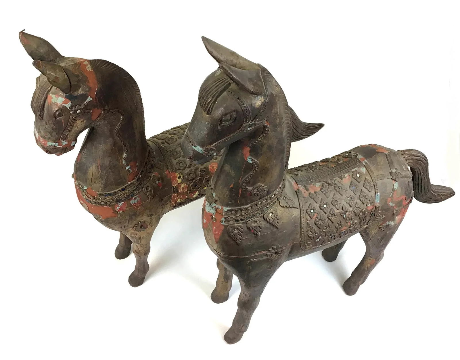 Museum Tibetan Wood Horses - a Pair - 7