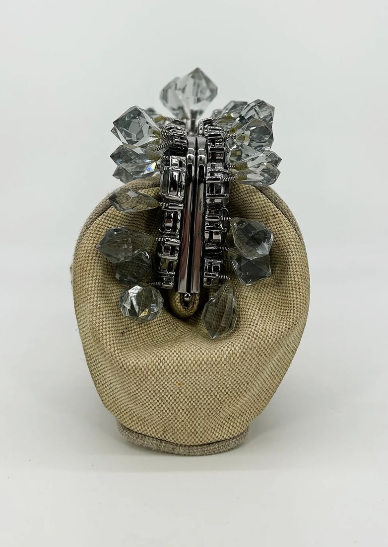 Prada Mistolino Natural Canvas Crystal Beaded Top Pochette - 7