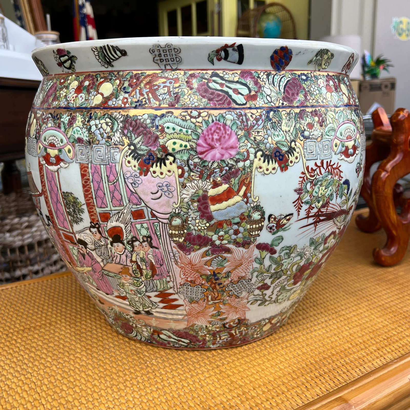 Mid Century Asian Fish Bowl Planter - 9