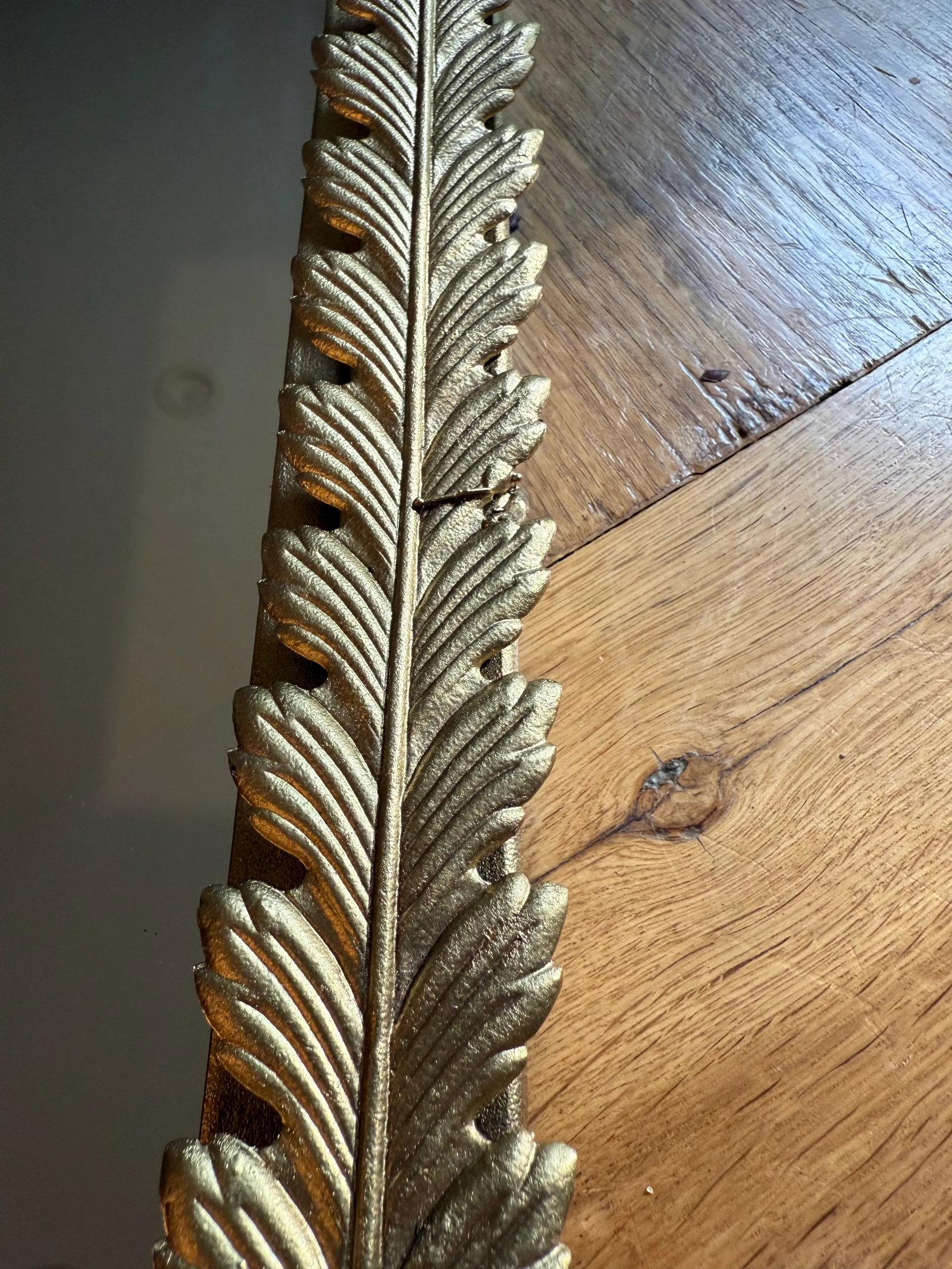 Gold Leaf Mirror Neoclassical Empire Stylized Metal Laurel Leaves - 10