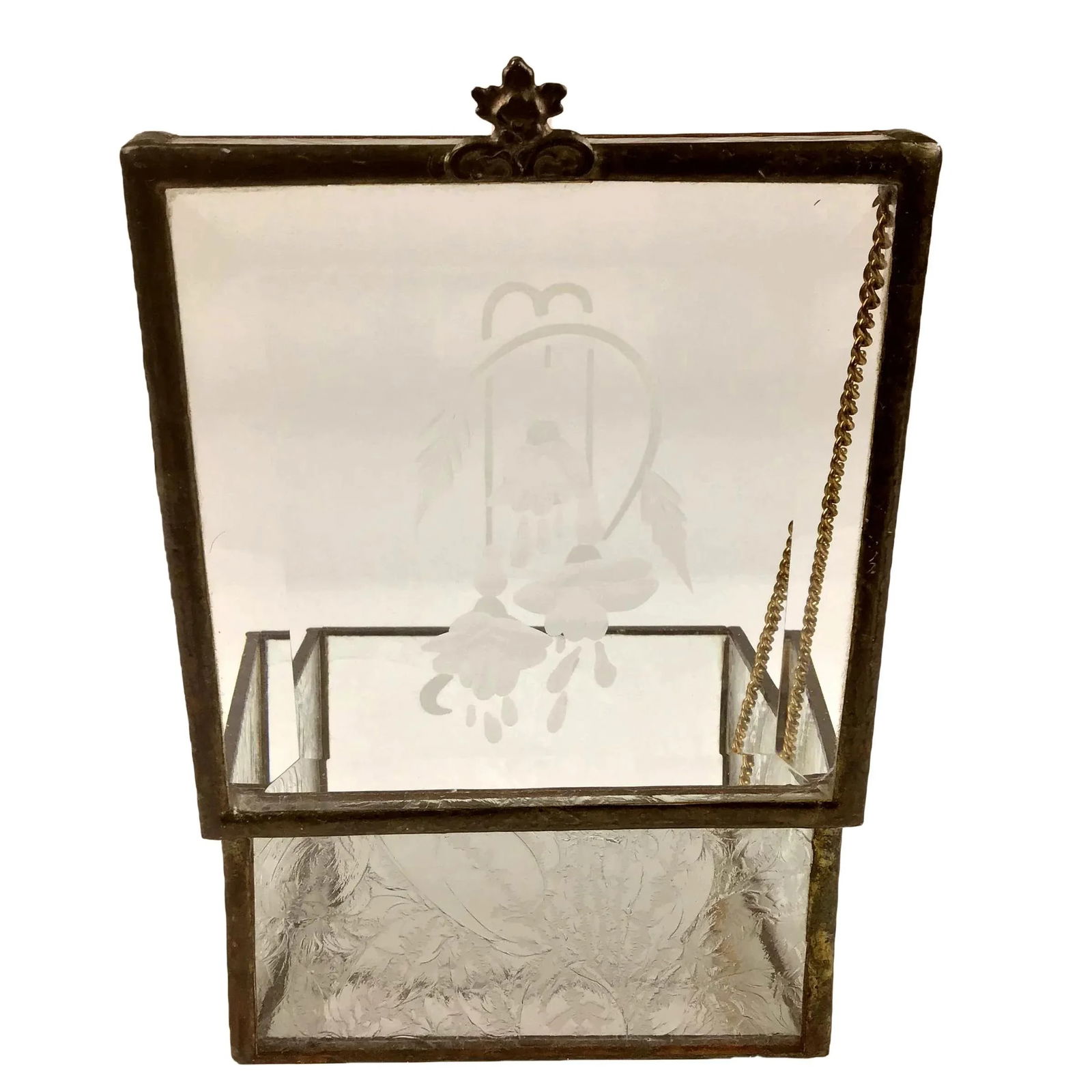 Victorian Etched Glass Jewelry Box - 7