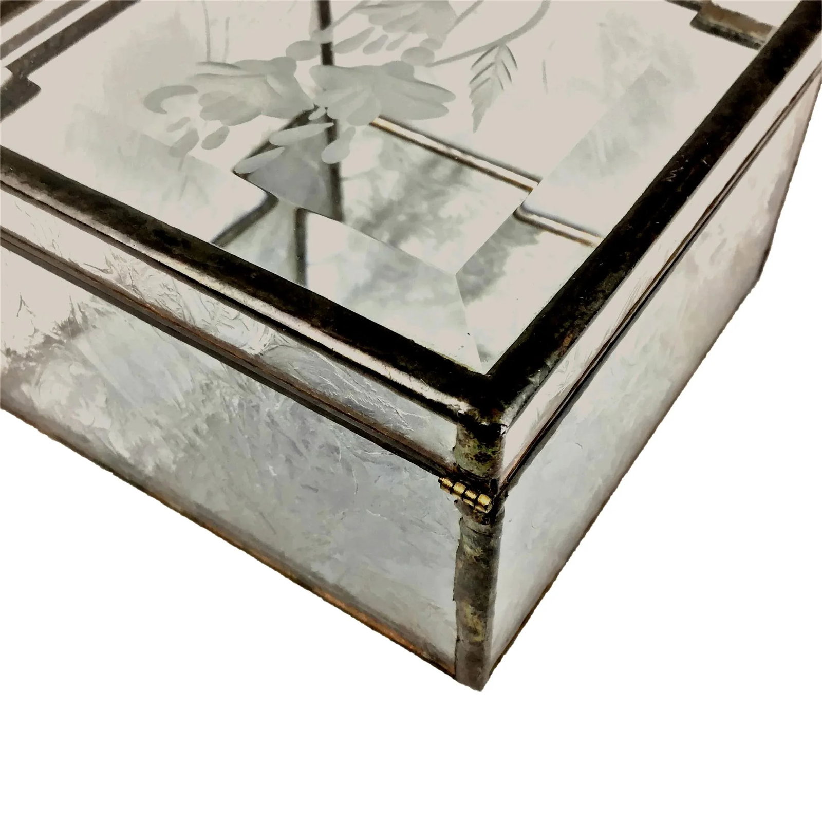 Victorian Etched Glass Jewelry Box - 9