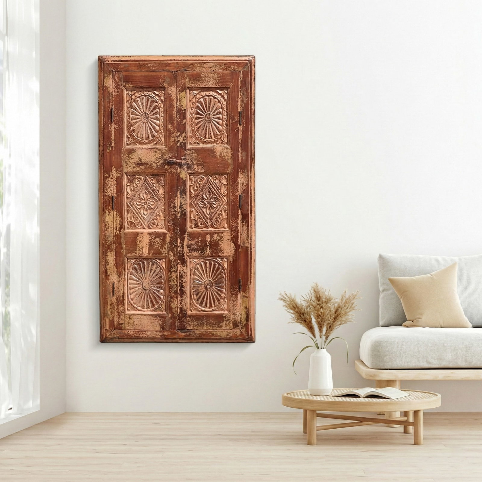 Farmhouse Handmade Hand Carved Window | Distressed Unique Decorative Wall Panel | Unique Wall Hangin - 2