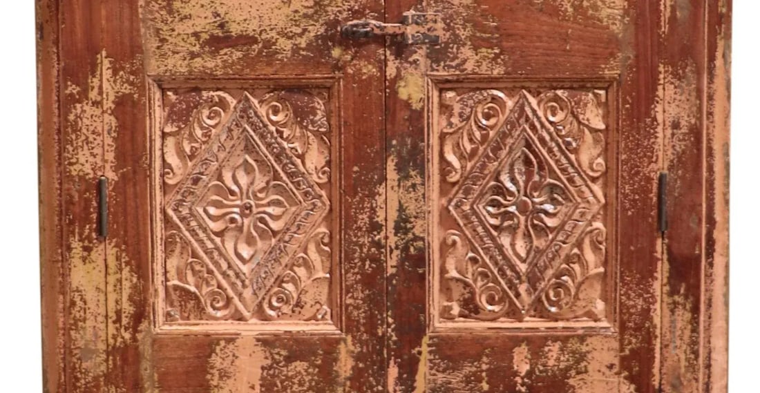 Farmhouse Handmade Hand Carved Window | Distressed Unique Decorative Wall Panel | Unique Wall Hangin - 4