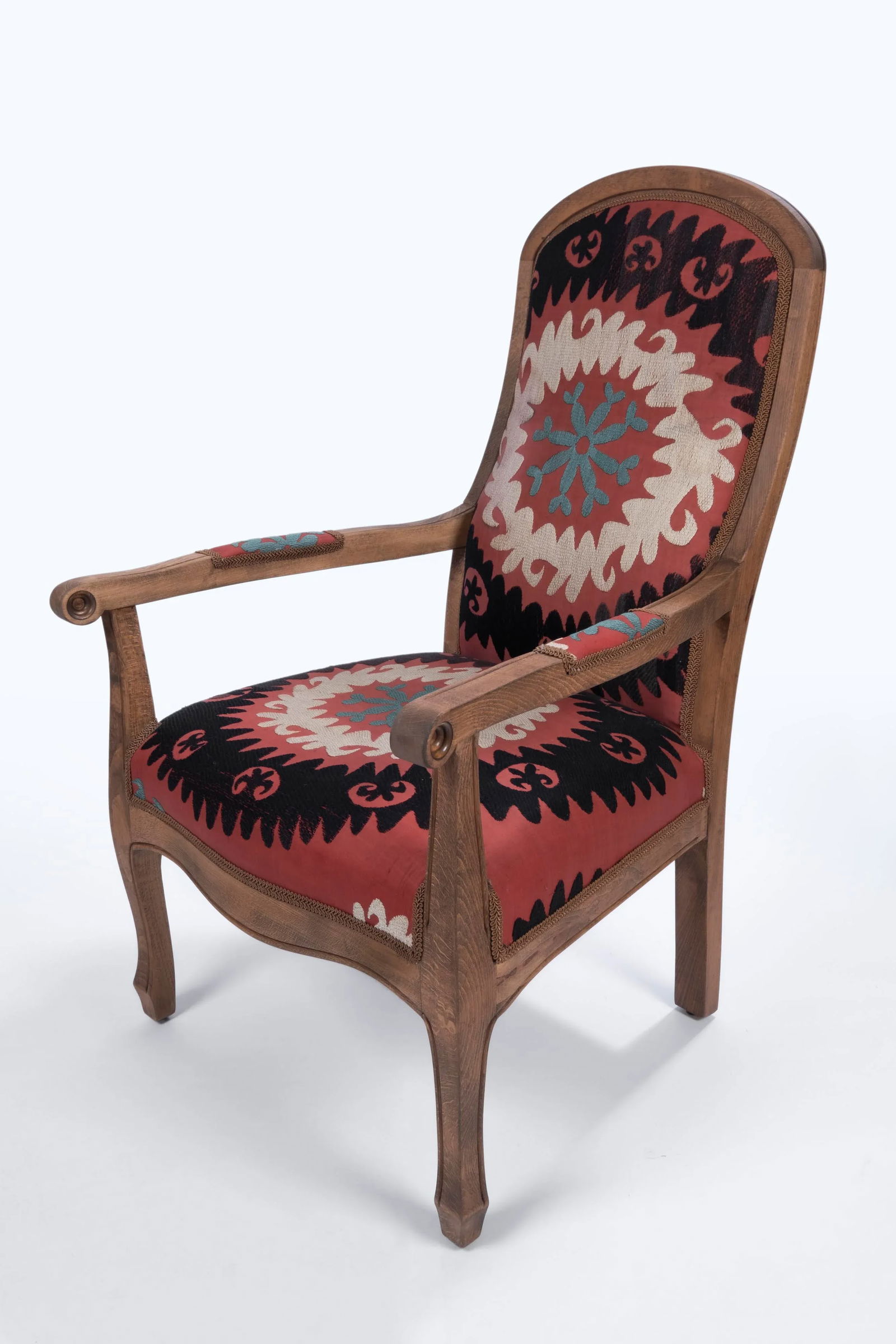 Suzani Embroidered Red Chair - 4