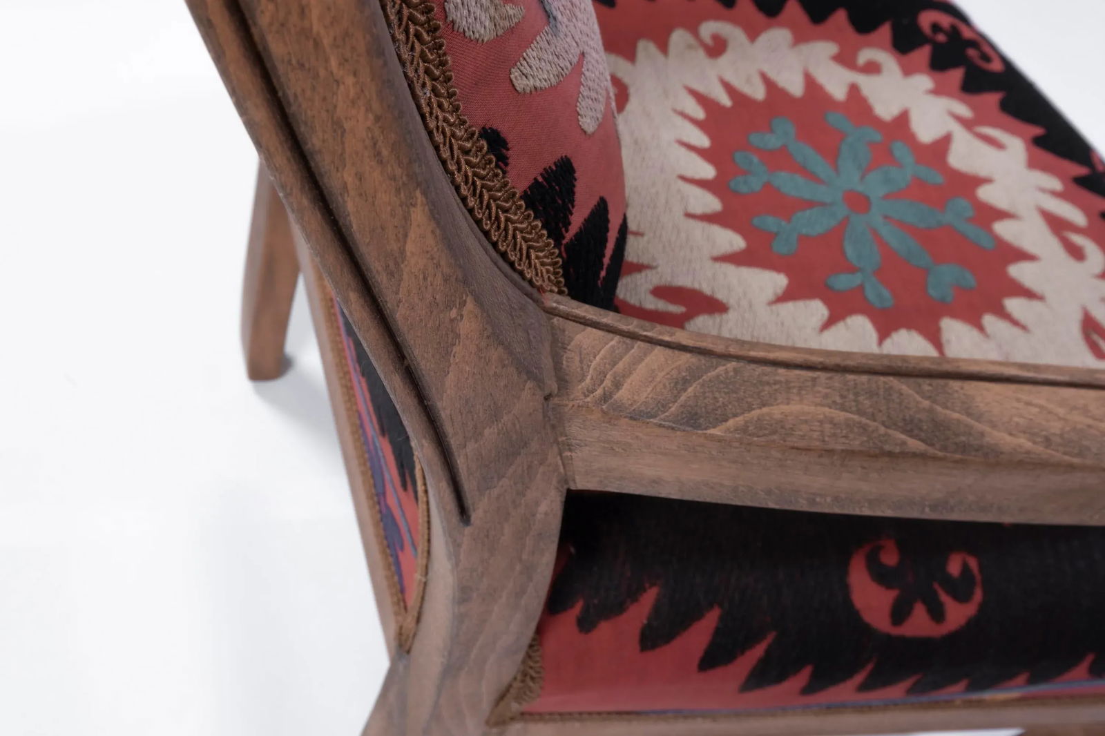 Suzani Embroidered Red Chair - 7