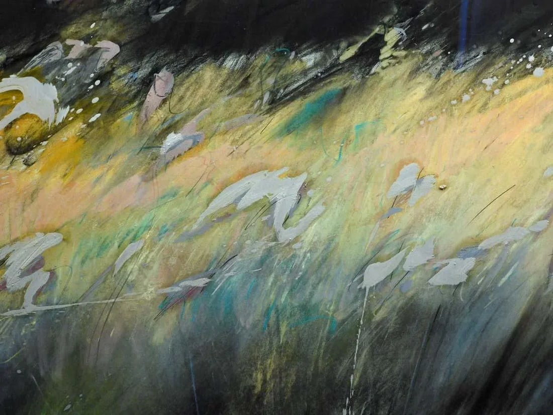 1990s Mark Dickson Untitled Mix Media Pastel and Watercolor Abstract Hand Signed - 3