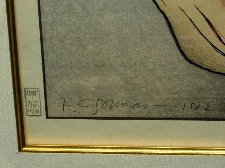 1982 R.C. Gorman "Monica" Hand Signed Woodblock Printed in Tokyo, Japan, Custom Framed - 3