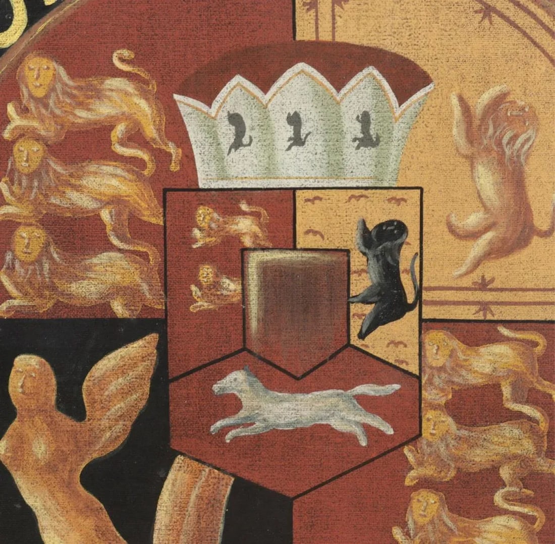 1980s Monumental English Coat of Arms Panel Painted Canvas on Panel by Maitland Smith - 10