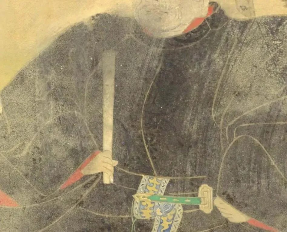 Framed 19th Century Edo Period Japanese Scroll Fragment Portrait of Tokugawa Ieyasu the First Shogun - 3