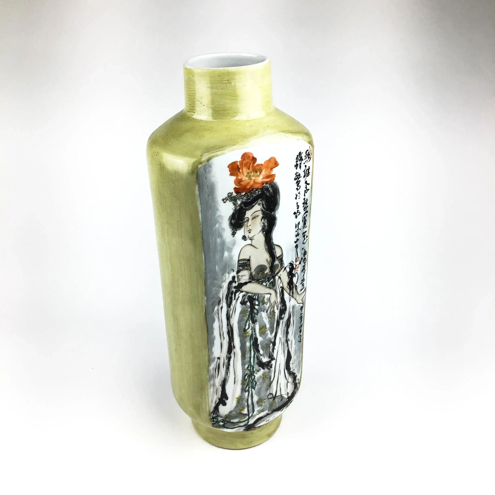 Modern Hand Painted Chinese Tall Porcelain Vase - 4