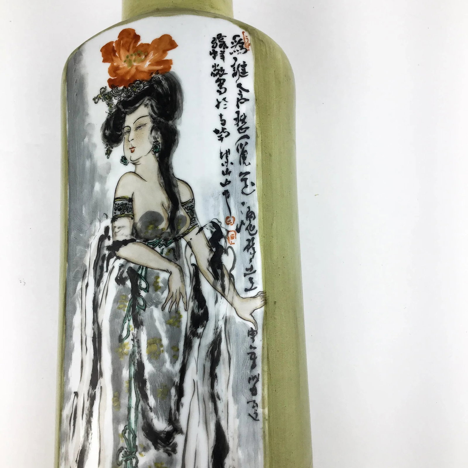 Modern Hand Painted Chinese Tall Porcelain Vase - 6