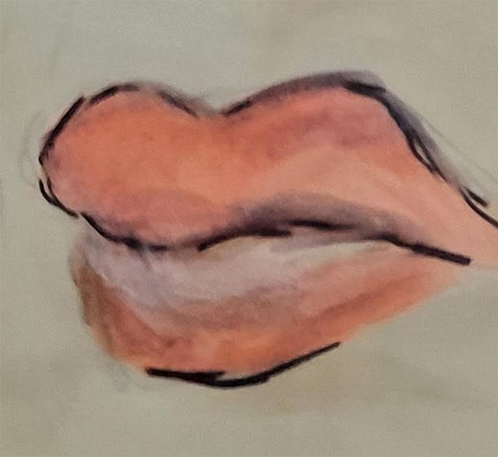 Original Watercolor Exotic Pop Star Woman - Artist Signed "Patricia" - Manner of Patrick Nagel - 3