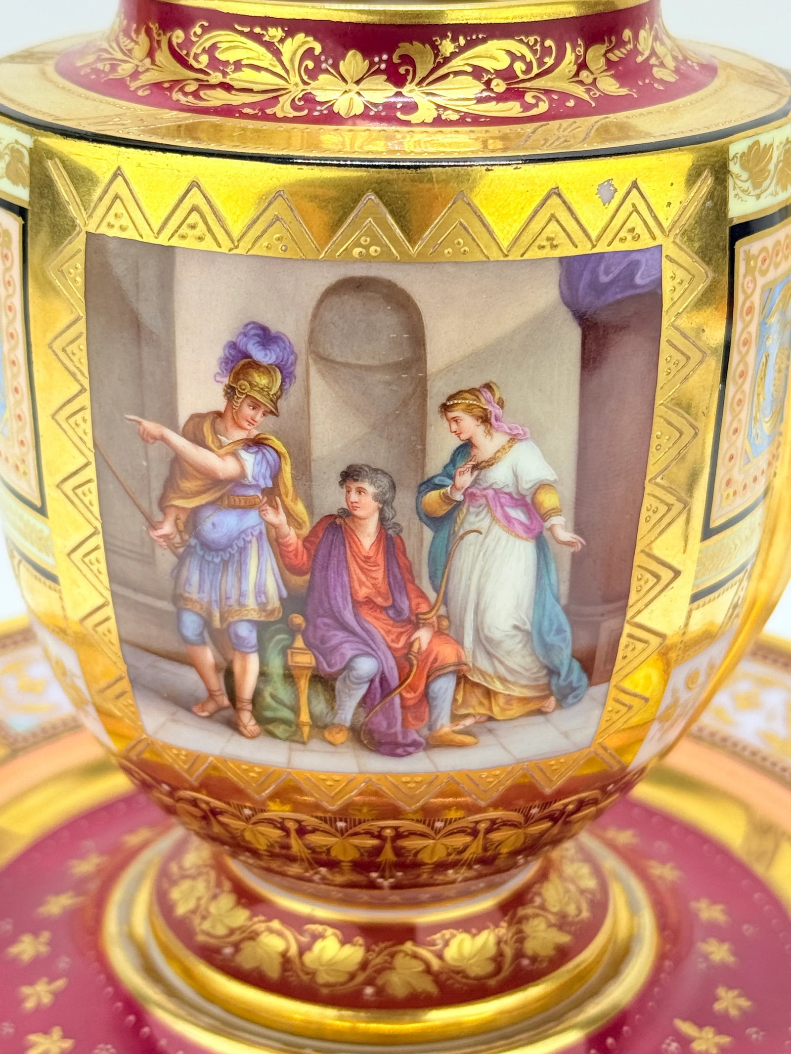 Royal Vienna Porcelain Covered Pitcher & Underplate Hector and Paris, Circa 1830 - 11