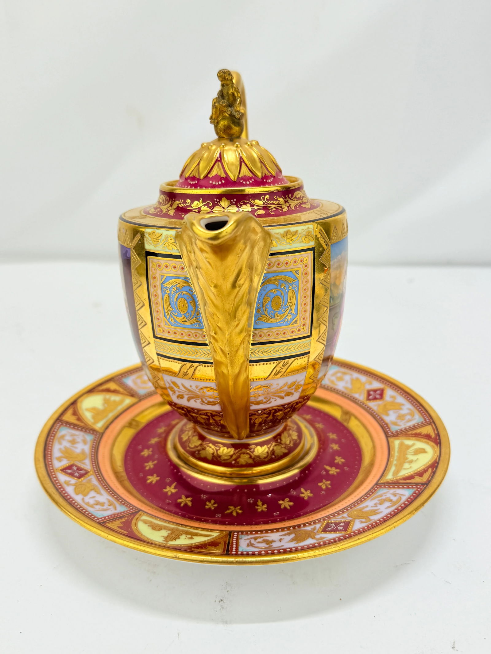Royal Vienna Porcelain Covered Pitcher & Underplate Hector and Paris, Circa 1830 - 4