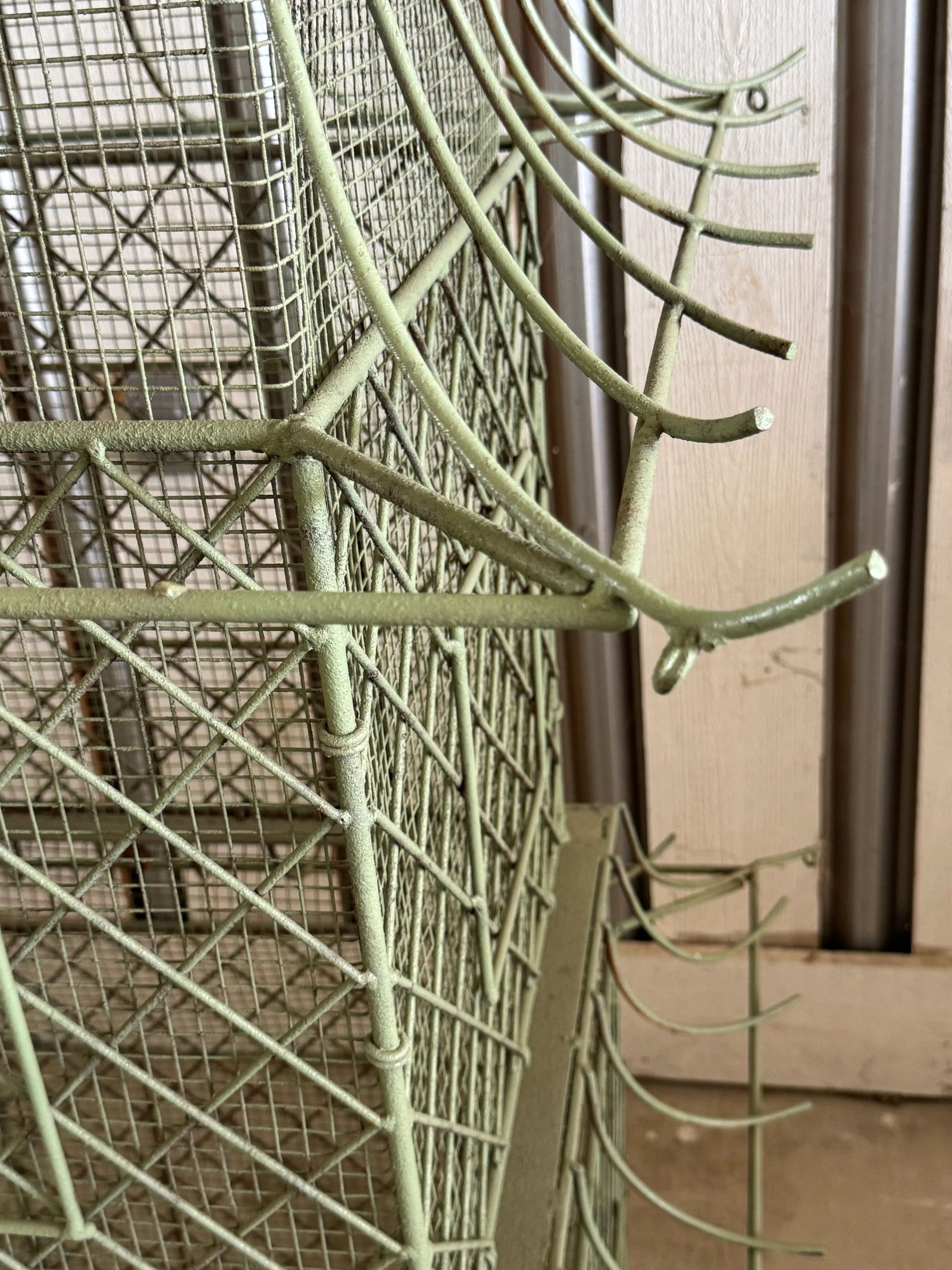 Pair of Monumental Chinoiserie Style Painted Iron Pagoda-Form Birdcages - 7