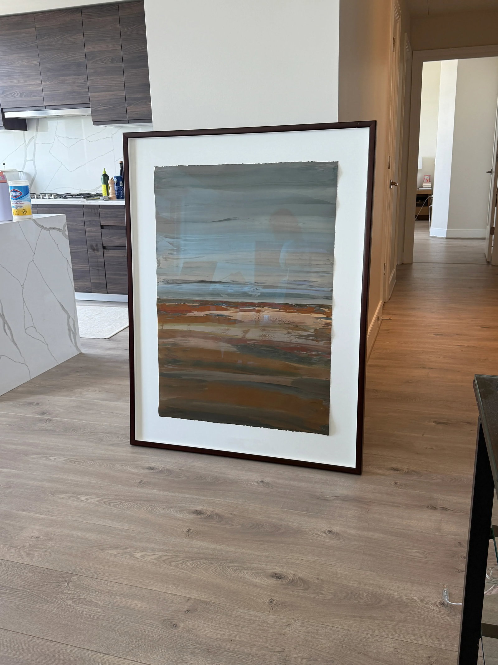 Large Sharon Strasburg Painting in Browns and Blues - 10