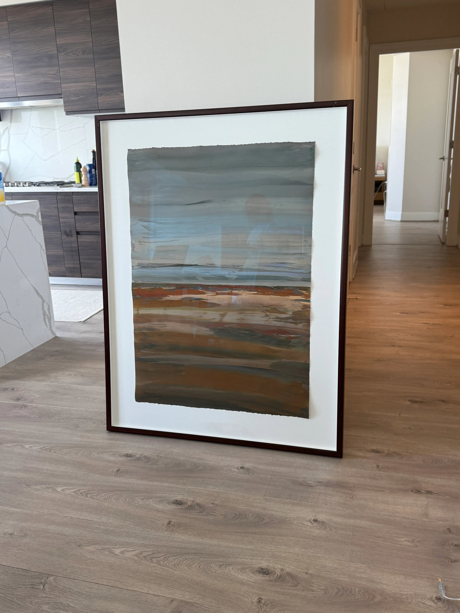 Large Sharon Strasburg Painting in Browns and Blues - 3