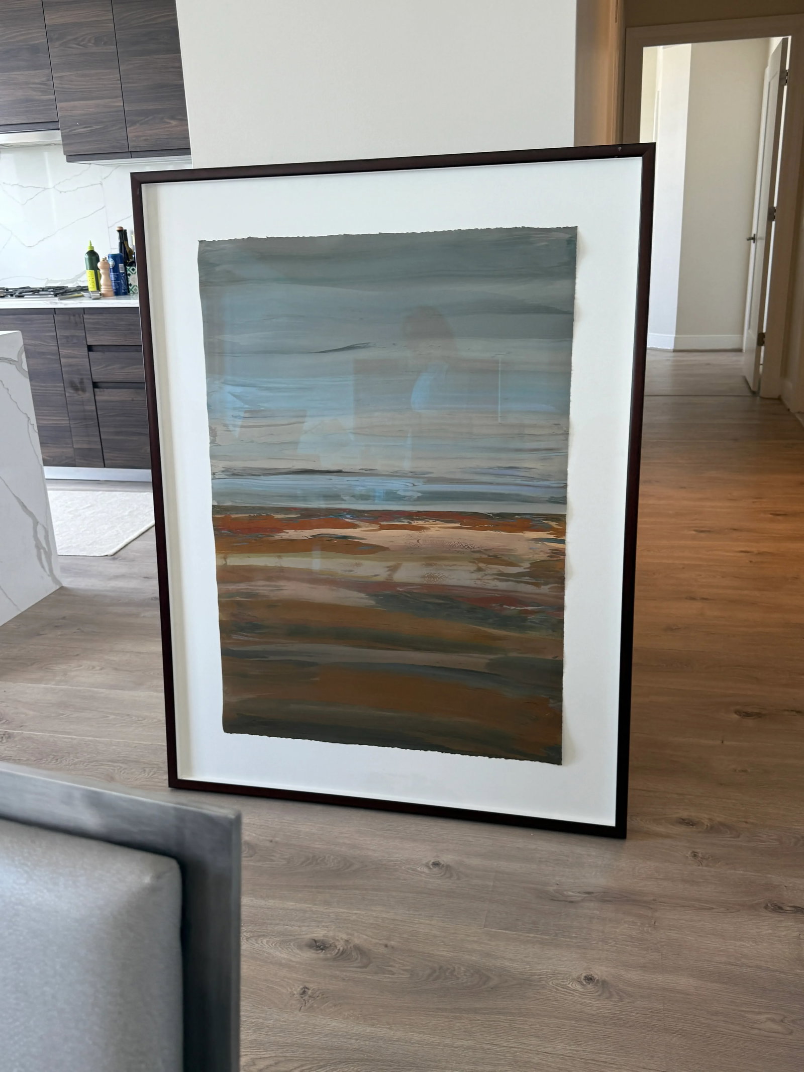 Large Sharon Strasburg Painting in Browns and Blues - 8