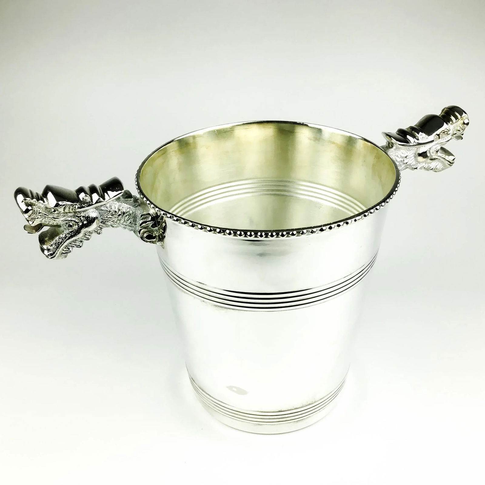 Dragon Handles Silver Plate Ice Bucket - 4