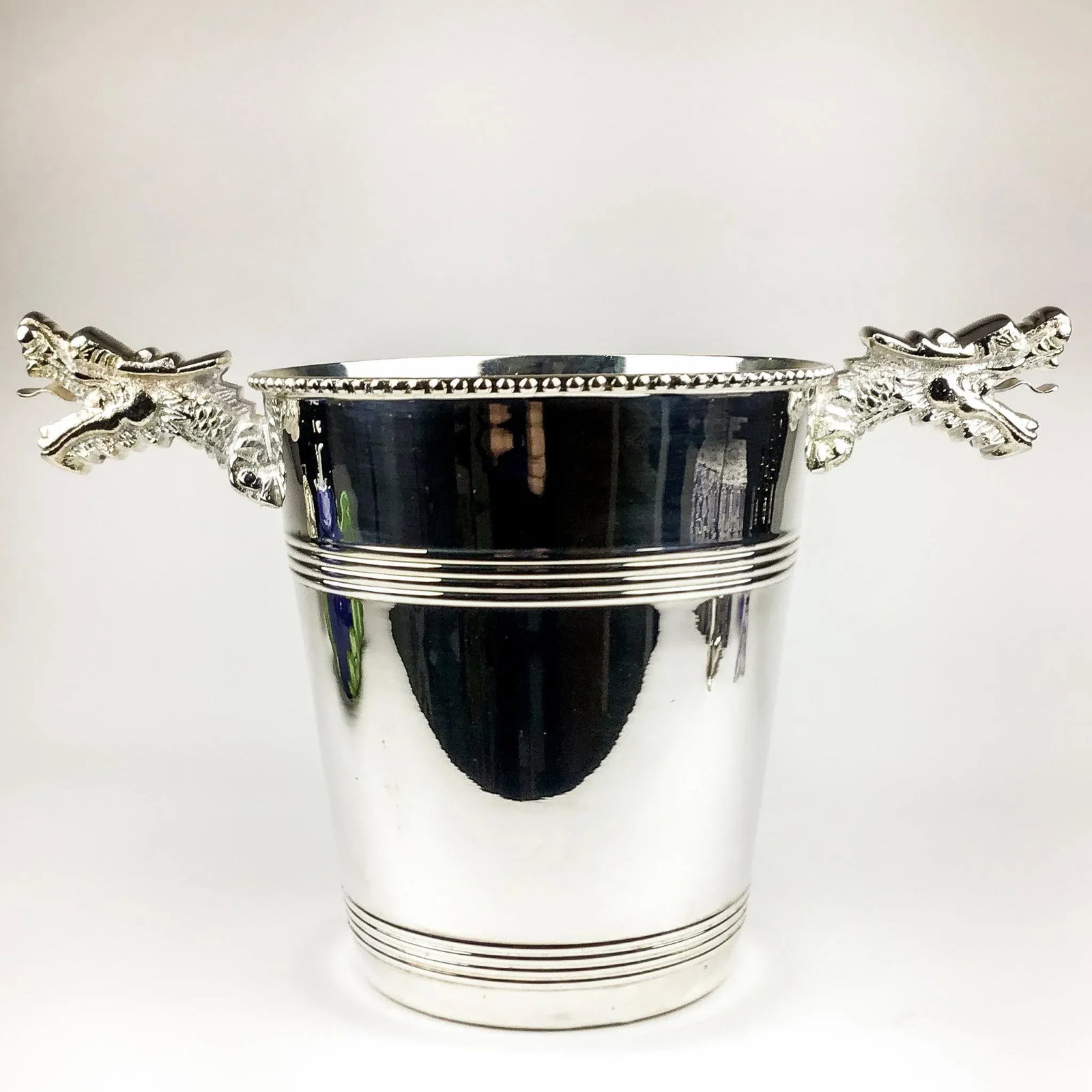 Dragon Handles Silver Plate Ice Bucket - 5