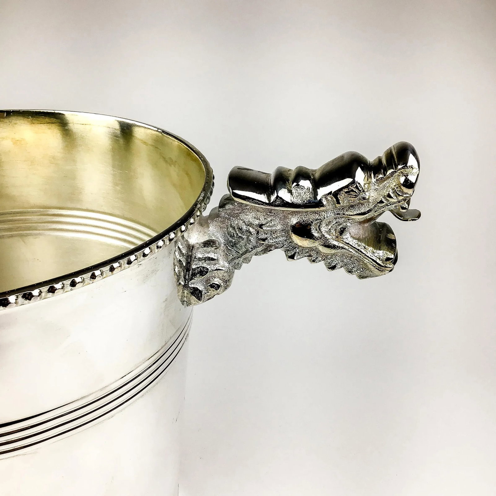 Dragon Handles Silver Plate Ice Bucket - 6
