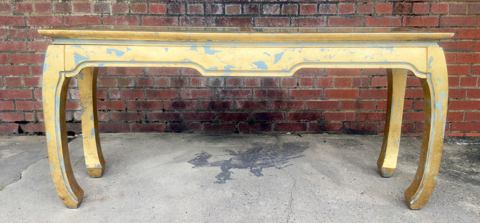 Newly Painted French Blue & Hand-Gilt Console by Turtle and Crane - Hollywood Regency Sty - 7