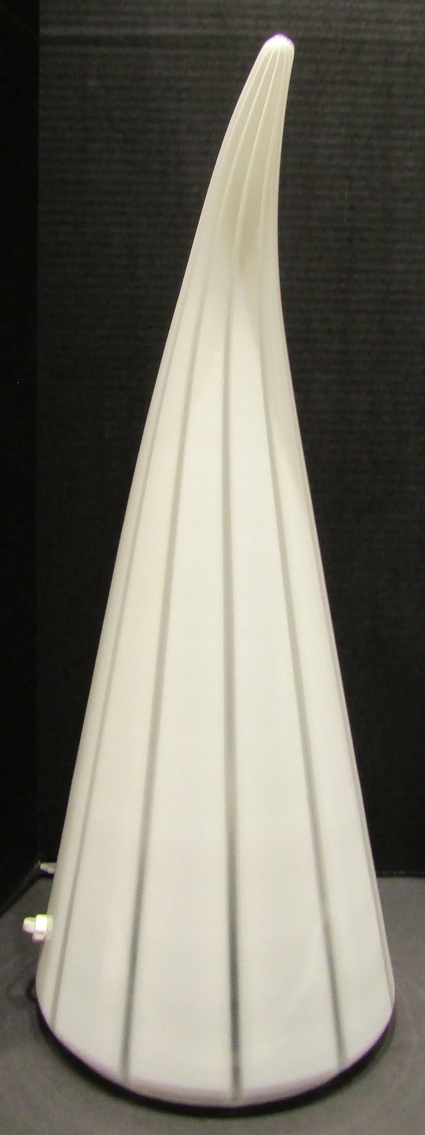 Pair of Large Italian Murano Glass White and Striped Horn Shaped Table Lamps - 4