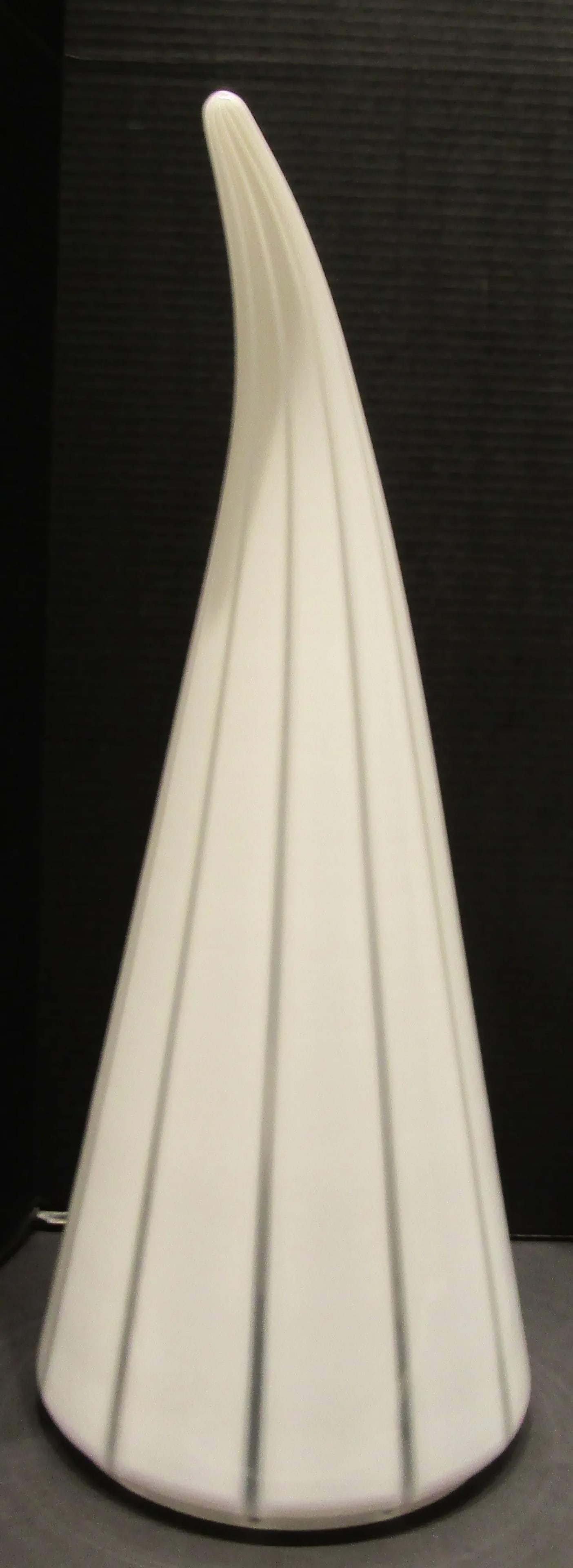 Pair of Large Italian Murano Glass White and Striped Horn Shaped Table Lamps - 7