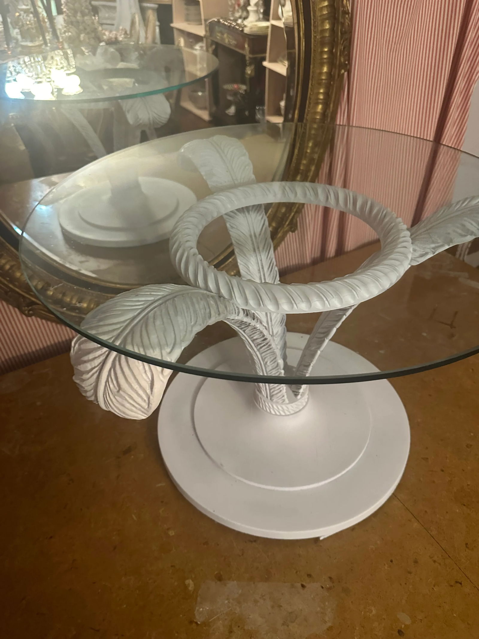 1960s Tri-Plume Hollywood Regency Glass Topped Coffee or Occasional Table - 7