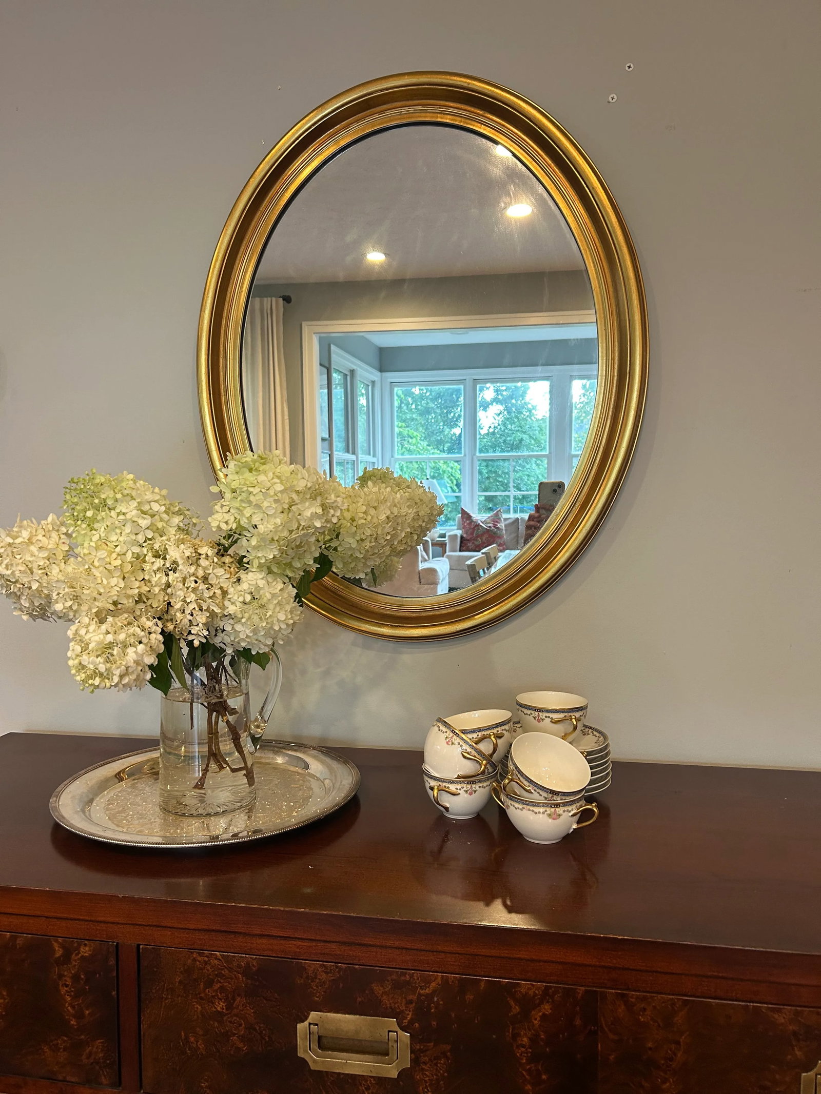 1970s Vintage Oval La Barge Gold Gilt Mirror - 12