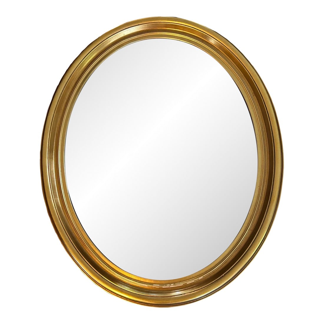 1970s Vintage Oval La Barge Gold Gilt Mirror: Vintage Oval La Barge Gold Gilt Mirror – Elegant Solid Wood Frame This exquisite vintage La Barge mirror features an oval solid wood frame finished in luxurious gold gilt, showcasing timeless cr