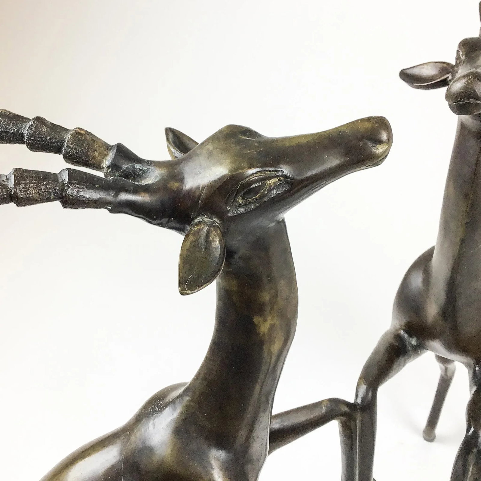 Vintage Bronze Deer Sculpture Coffee Table Base - 10