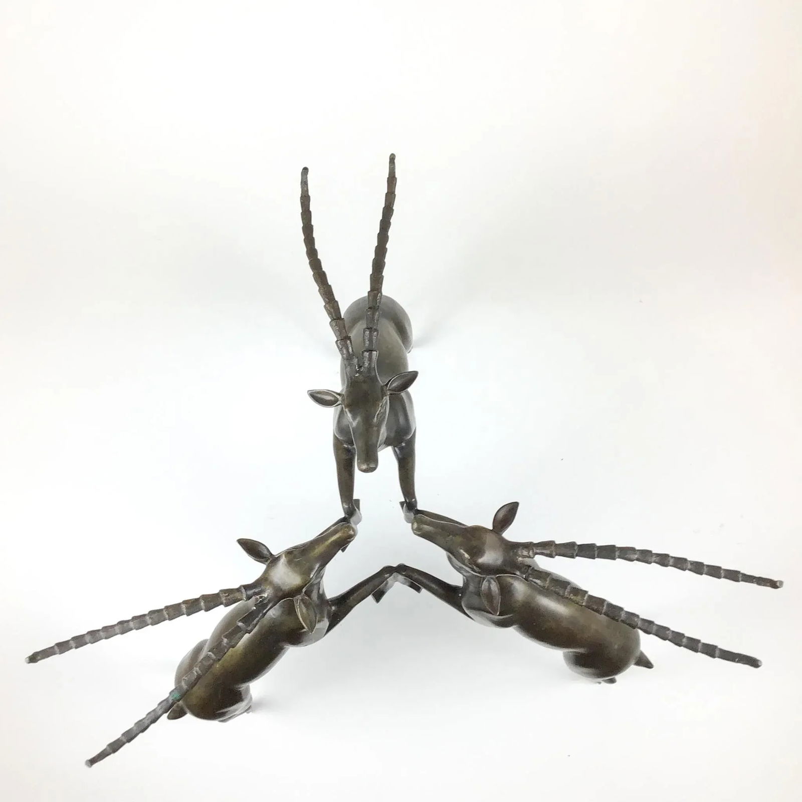 Vintage Bronze Deer Sculpture Coffee Table Base - 3