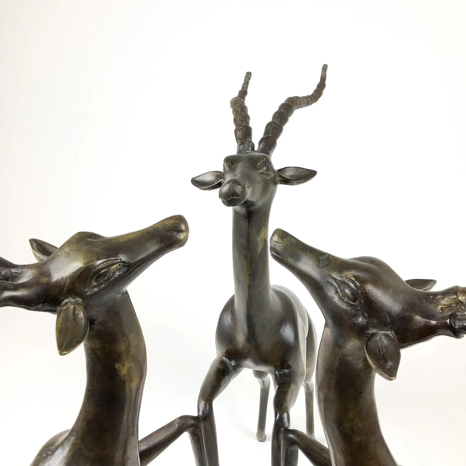 Vintage Bronze Deer Sculpture Coffee Table Base - 4