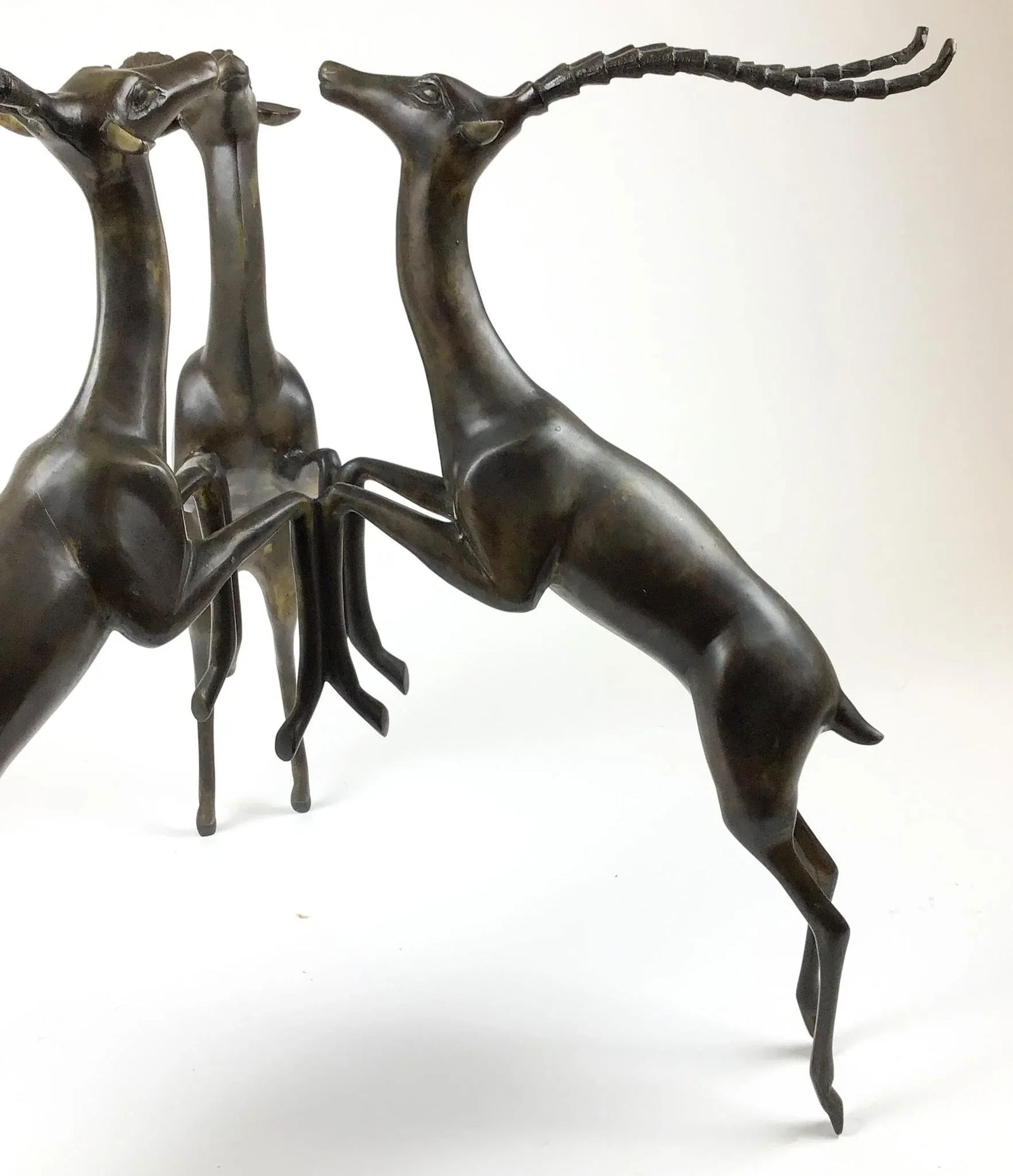 Vintage Bronze Deer Sculpture Coffee Table Base - 5