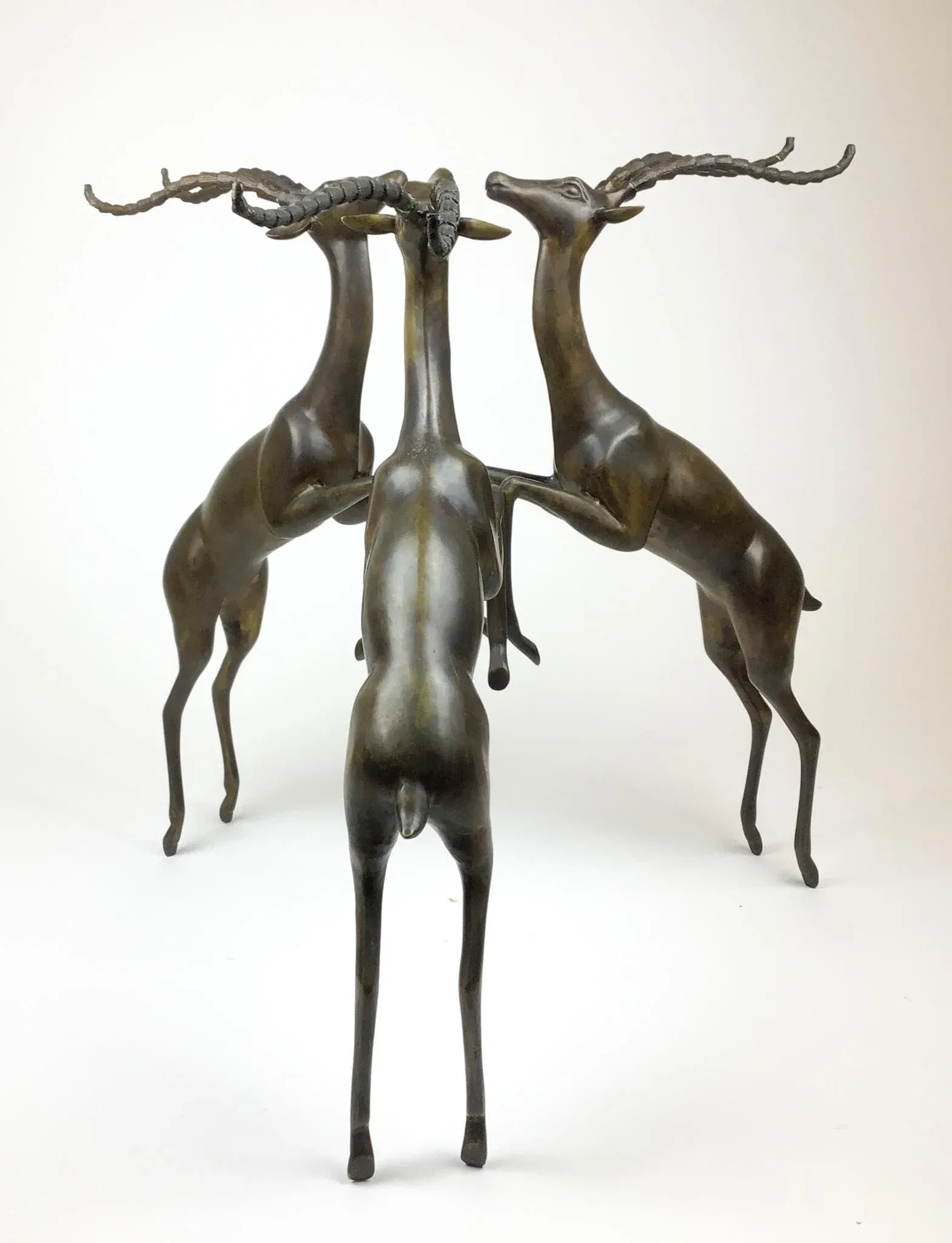 Vintage Bronze Deer Sculpture Coffee Table Base - 6