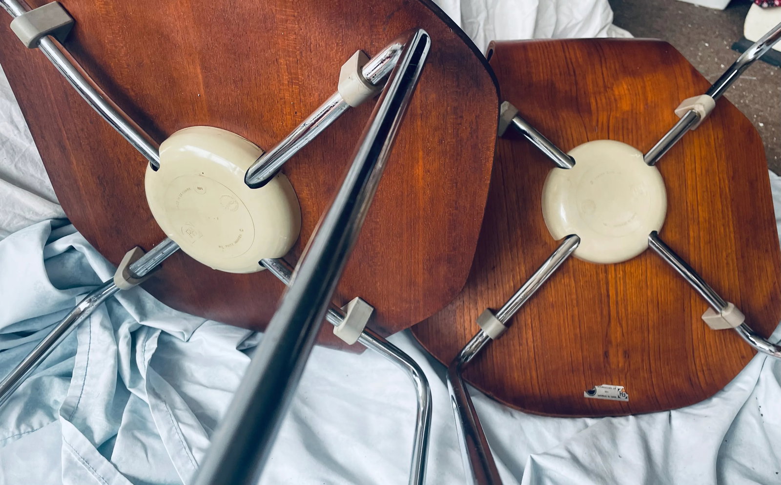 Fritz Hansen Denmark 1974 Plywood Hammer Stackable Chairs Set of 2 Refinished - 13