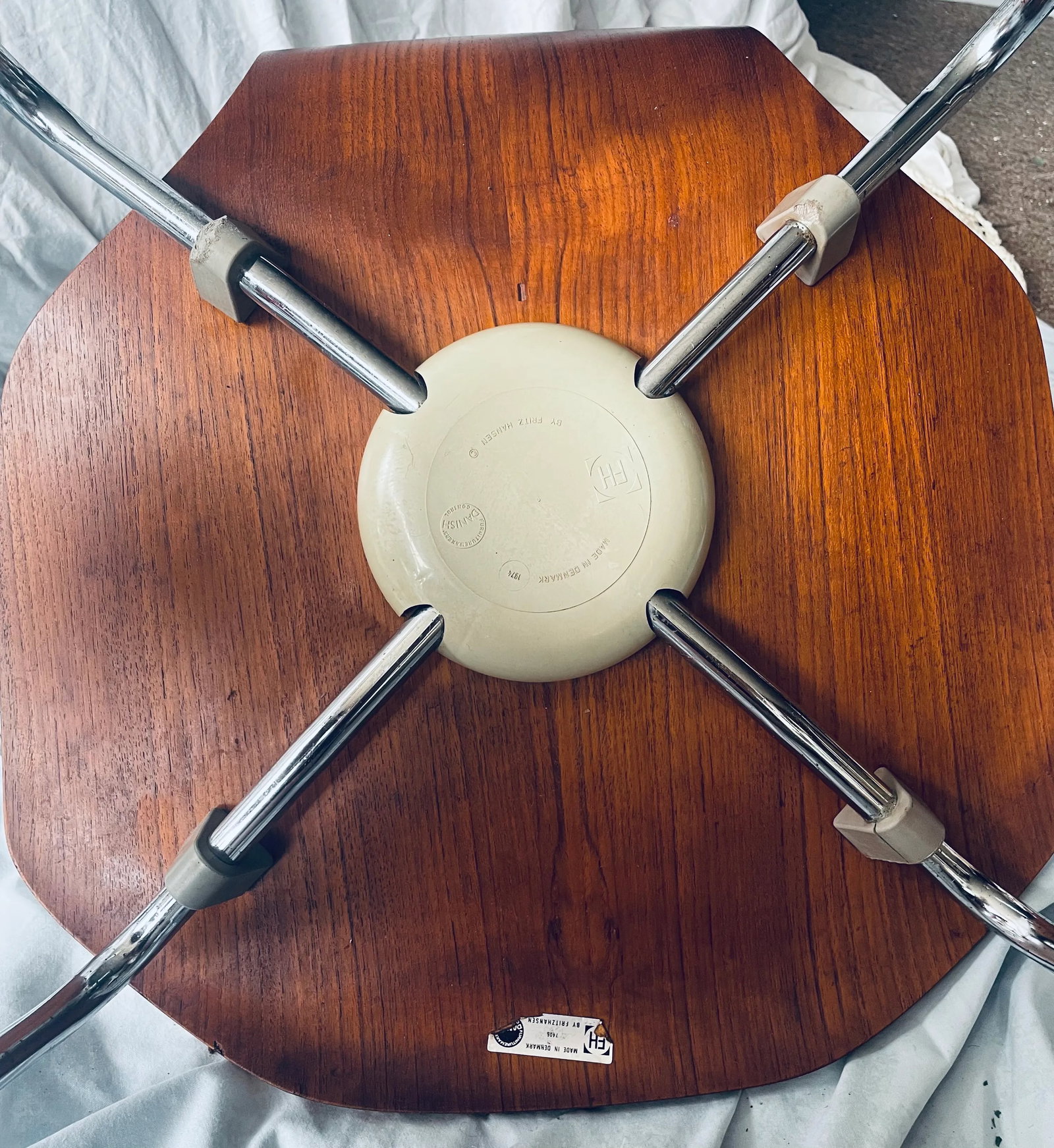 Fritz Hansen Denmark 1974 Plywood Hammer Stackable Chairs Set of 2 Refinished - 16