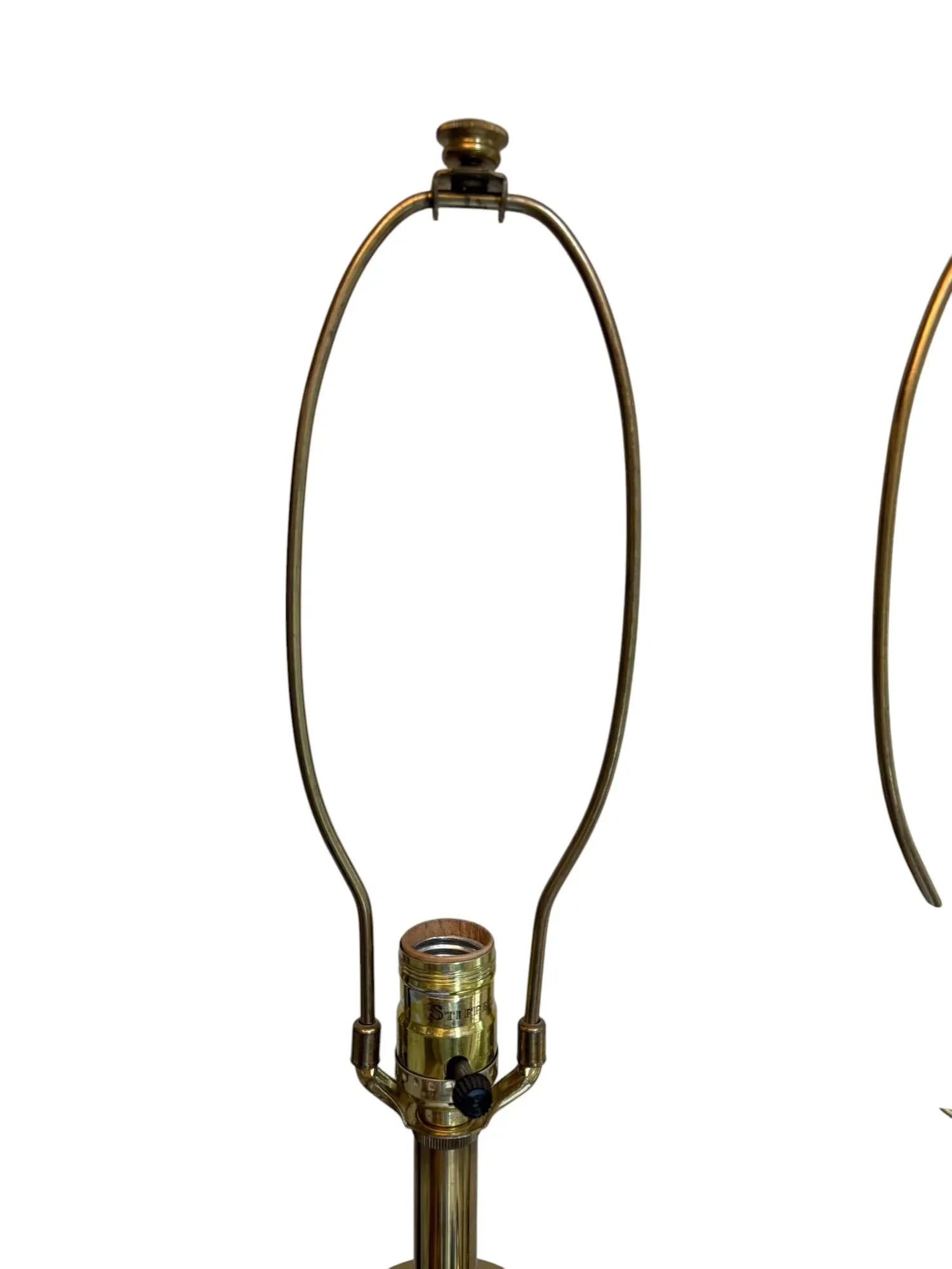 Mid 20th Century Stiffel Brass and White Porcelain Lamp - A Pair - 7