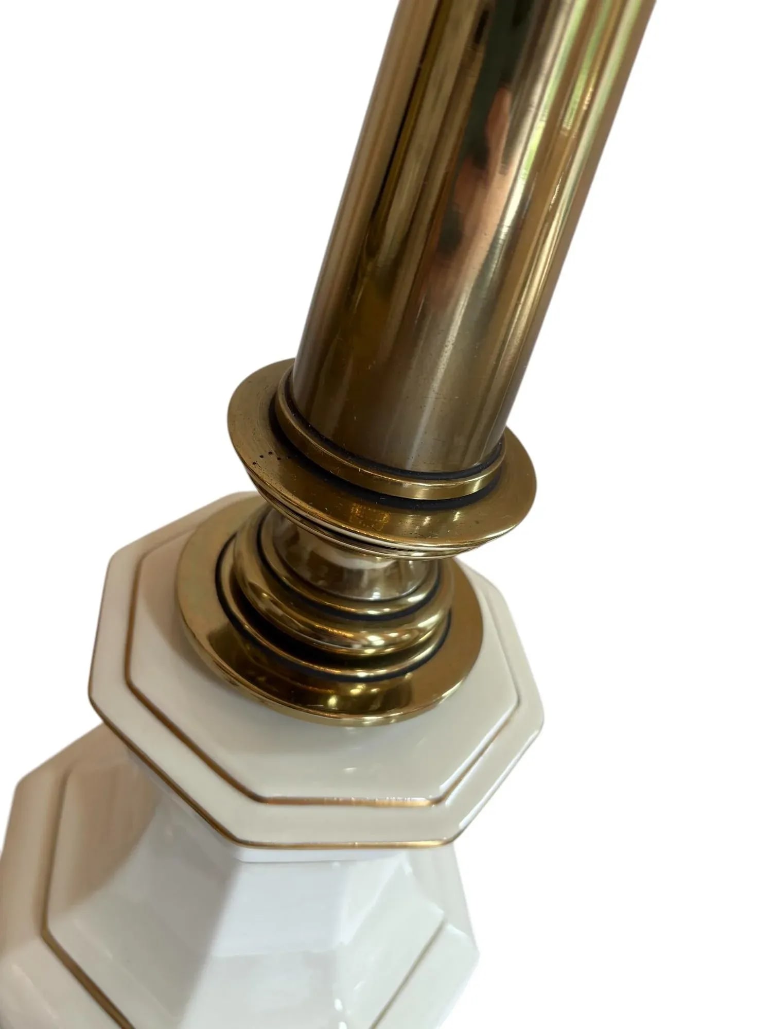 Mid 20th Century Stiffel Brass and White Porcelain Lamp - A Pair - 9