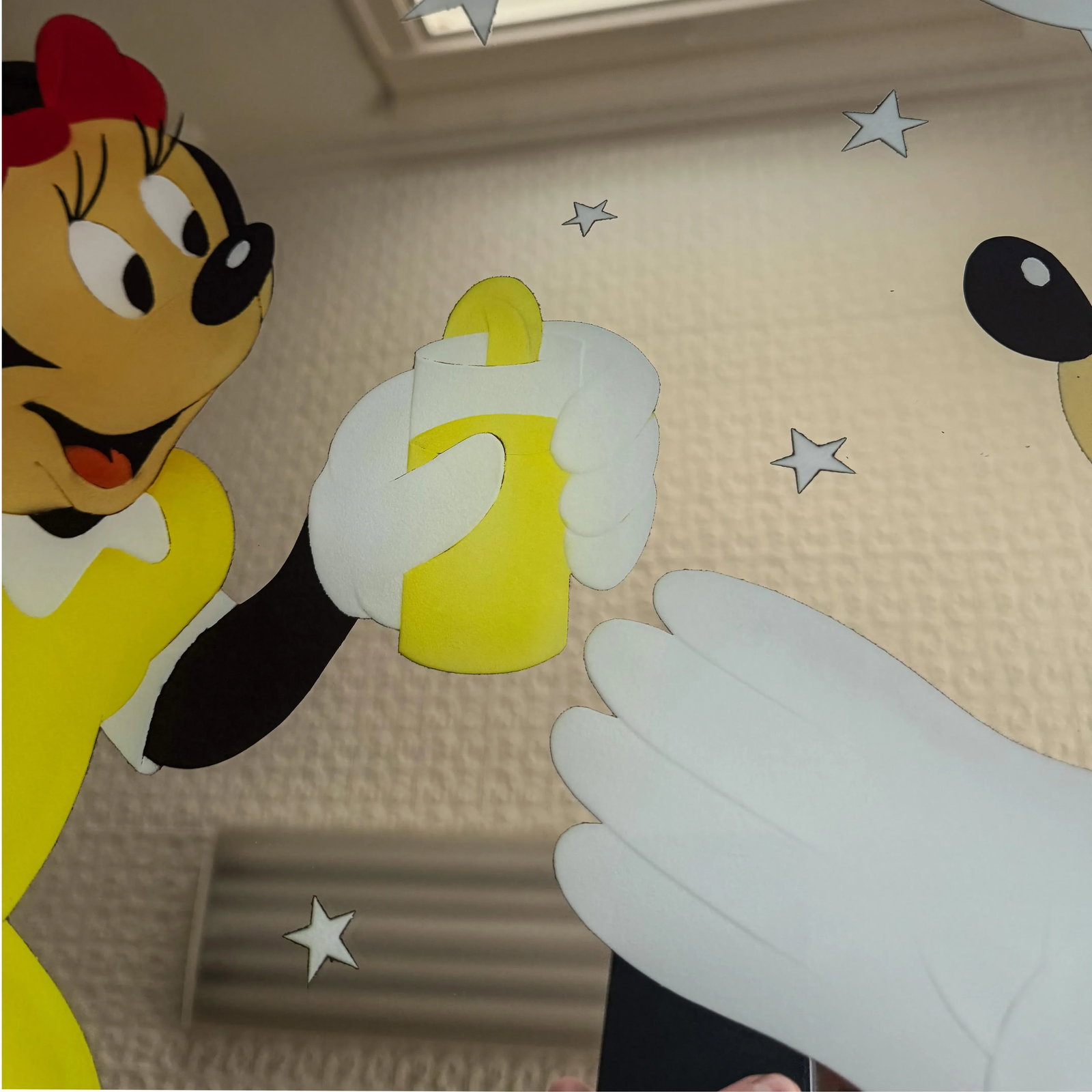 Custom Design Minnie Mouse and Mickey Mouse Carved Painted Ceiling or Window Panel - 13