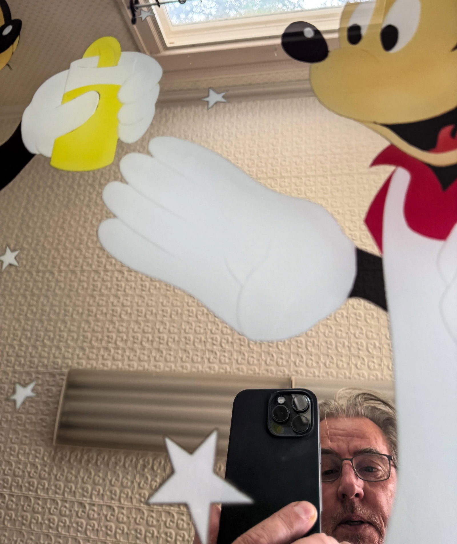 Custom Design Minnie Mouse and Mickey Mouse Carved Painted Ceiling or Window Panel - 14