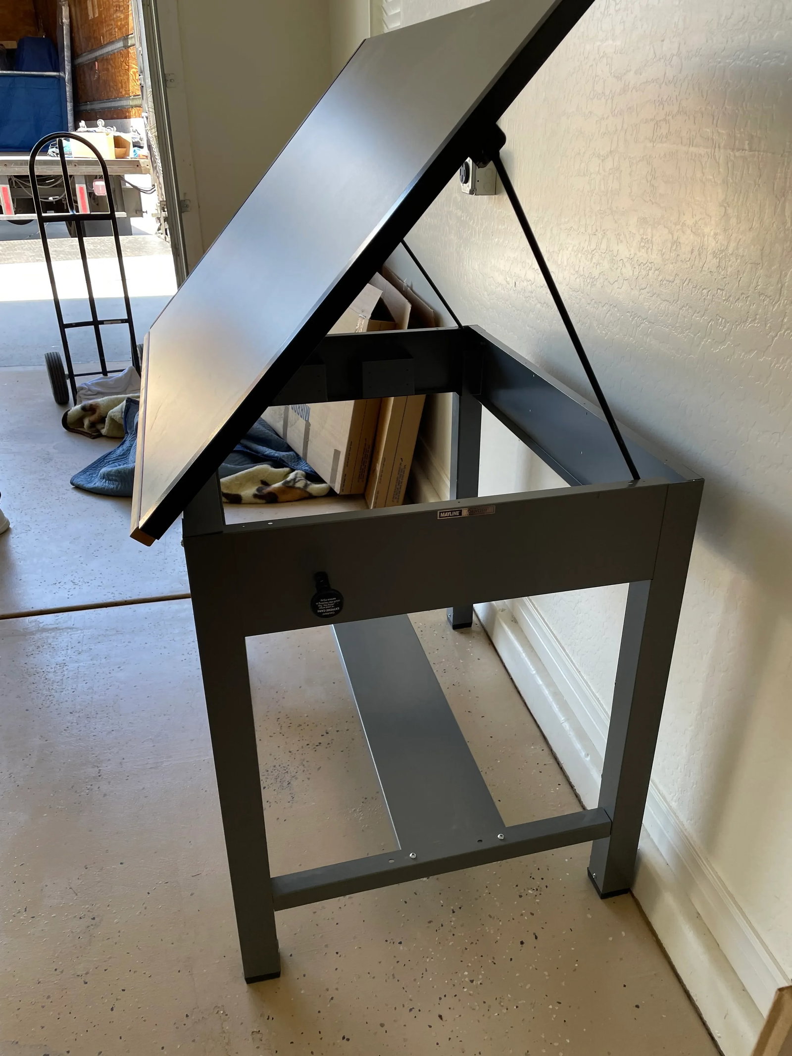 Mayline Ranger Steel Four Post Drafting Table-Vintage Modern Adjustable Desk - 3