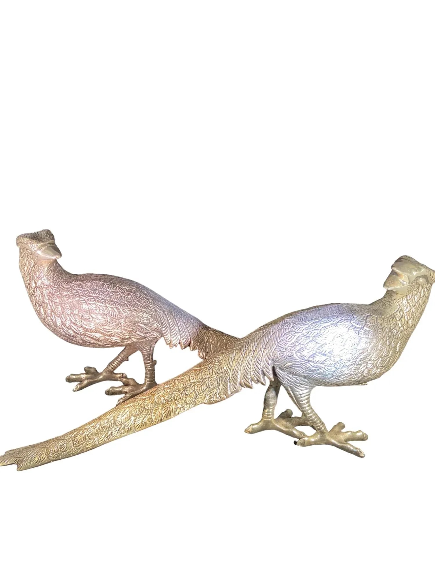 Electro-Plated Nickel Silver Pheasants - A Pair - 2