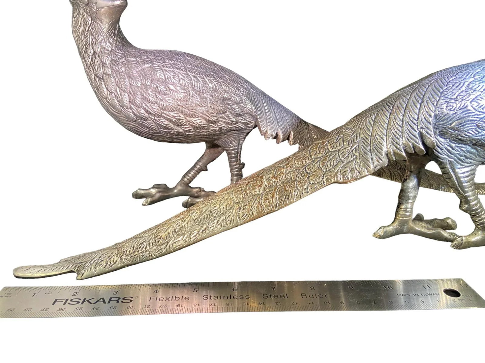 Electro-Plated Nickel Silver Pheasants - A Pair - 6