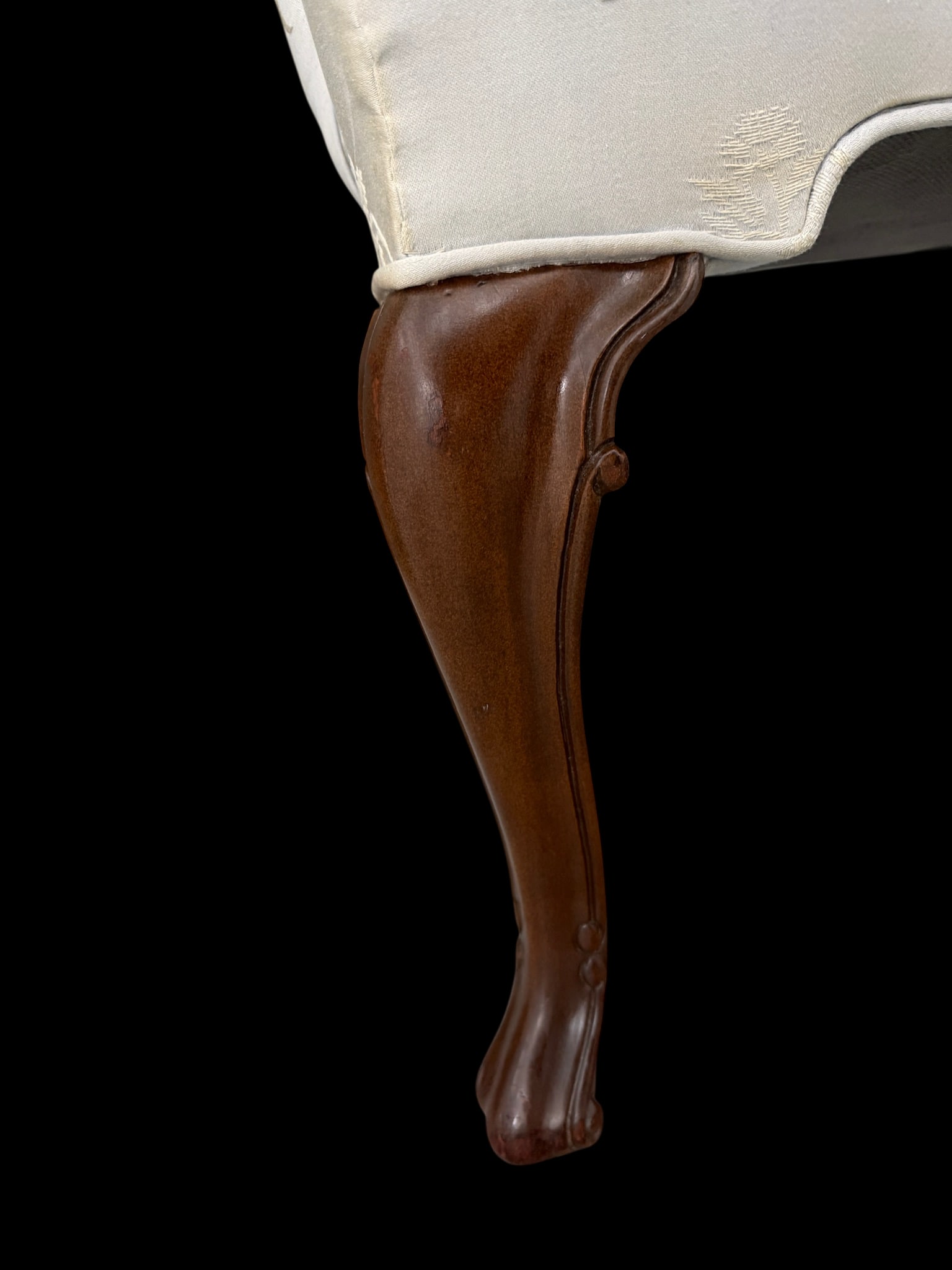 Baker Furniture Attributed Blue Damask Wingback Chairs - A Pair - 12