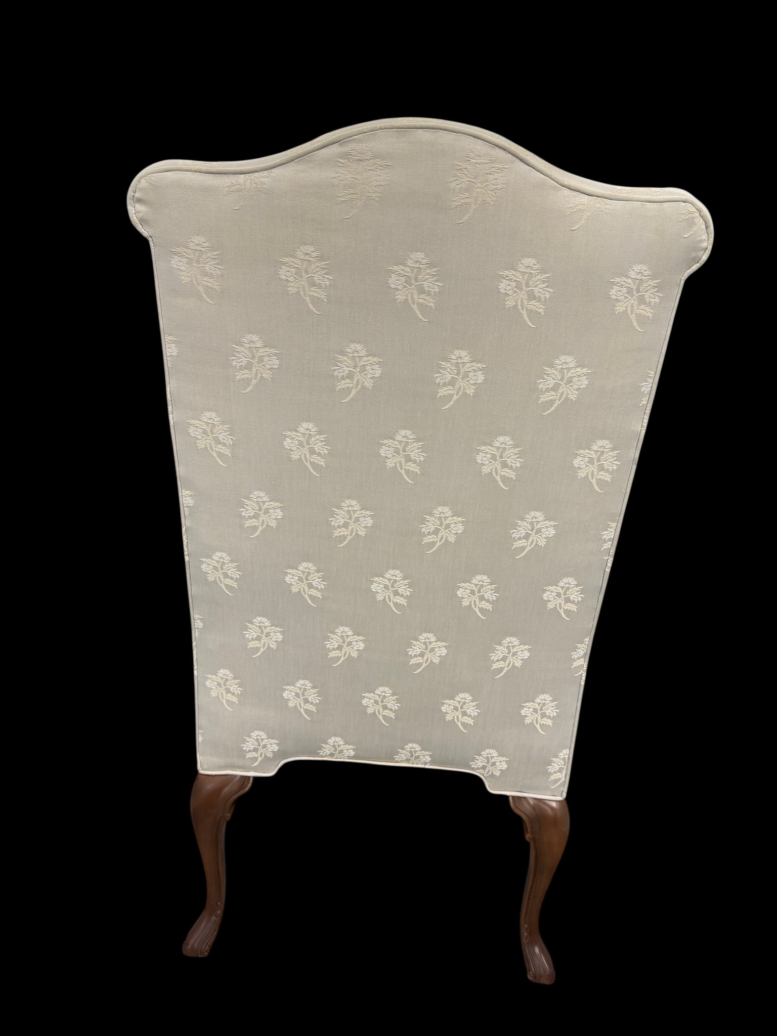 Baker Furniture Attributed Blue Damask Wingback Chairs - A Pair - 8