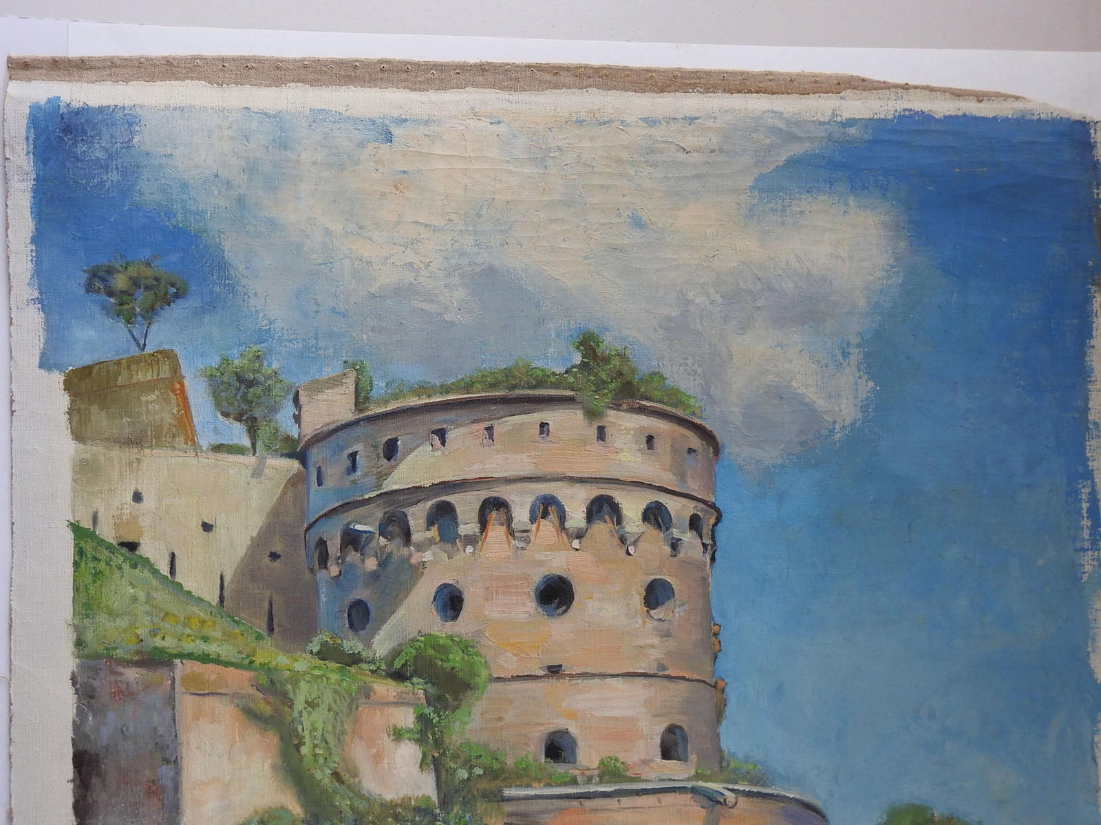 Mid 20th Century Painting Maschikuli Tower Wurzburg Germany - 3